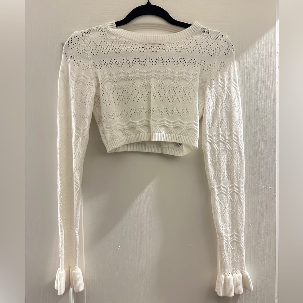 Edikted White Cropped Sweater